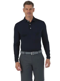 IBKUL Men's Long Sleeve Polo - Black