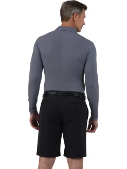 IBKUL Mini Check Print Long Sleeve Polo (Modern Fit) - Black/White