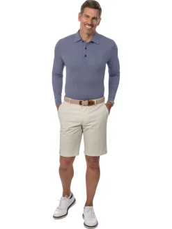 IBKUL Mini Check Print Long Sleeve Polo (Modern Fit) - Navy/White