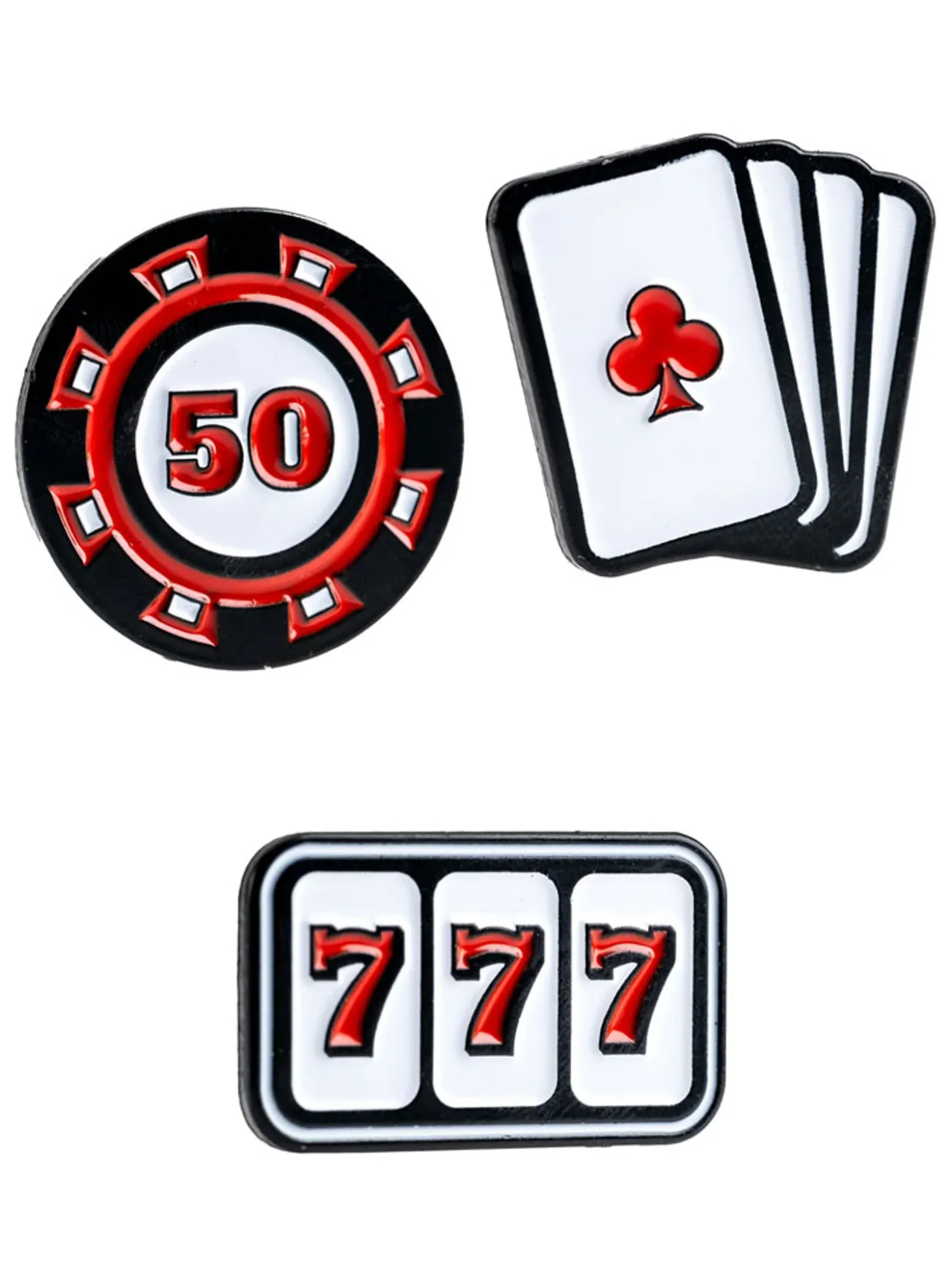 King Pins Golf Ball Marker Set 3 Pack - Casino