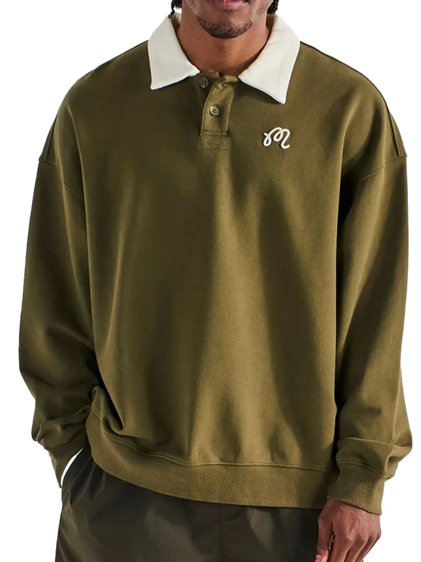 Malbon Artigianale Collared Crewneck - Cypress Green