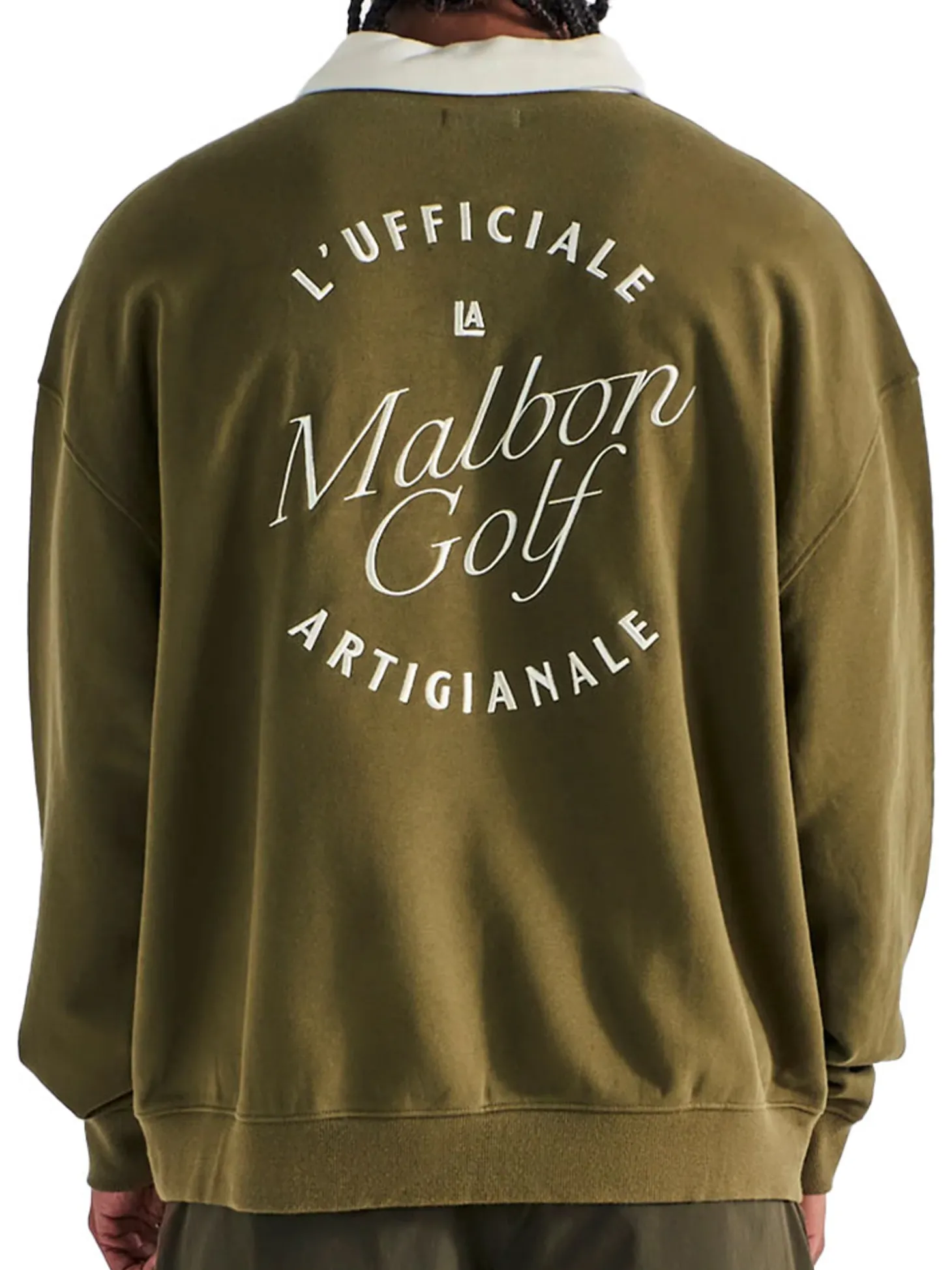 Malbon Artigianale Collared Crewneck - Cypress Green