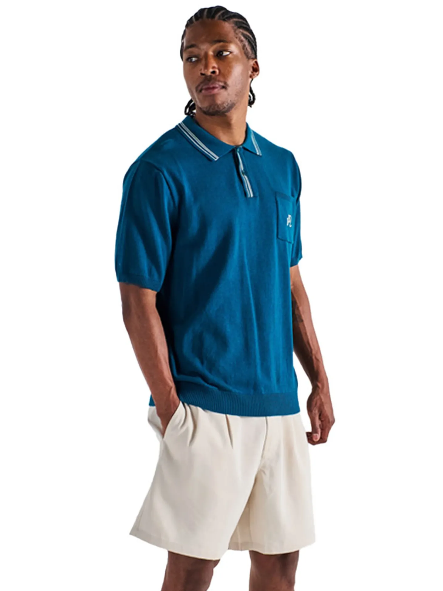 Malbon Campania Knit Polo - Azzurra