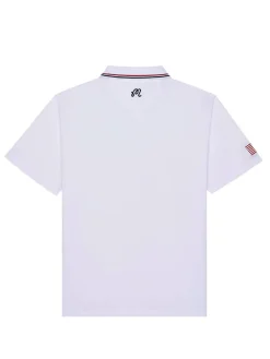 Malbon Eagle Buckets Performance Pique Polo - White