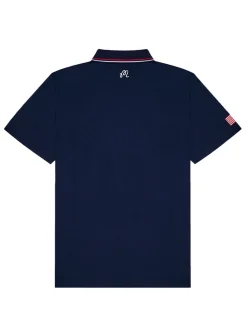 Malbon Eagle Buckets Performance Pique Polo - Navy