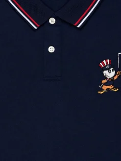 Malbon Eagle Buckets Performance Pique Polo - Navy