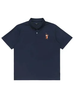 Malbon Evergreen Tiger Buckets Performance Pique Polo - Navy