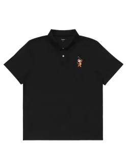 Malbon Evergreen Tiger Buckets Performance Pique Polo - Black