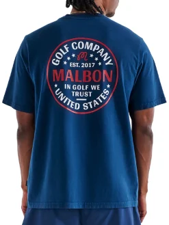 Malbon In Golf We Trust Short Sleeve Tee - Navy