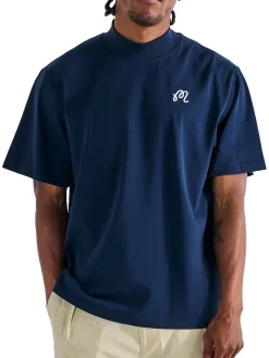 Malbon Mare Mockneck Tee - Navy
