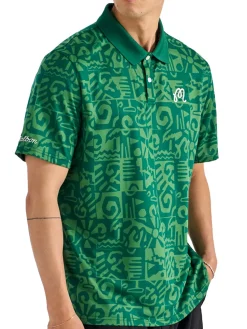Malbon Mezzo Performance Pique Printed Polo - Kelly Green