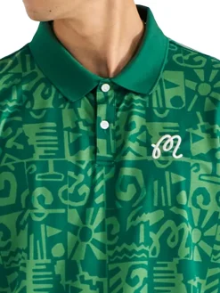 Malbon Mezzo Performance Pique Printed Polo - Kelly Green