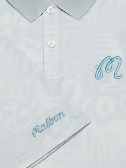 Malbon Mezzo Performance Pique Printed Polo - Silver