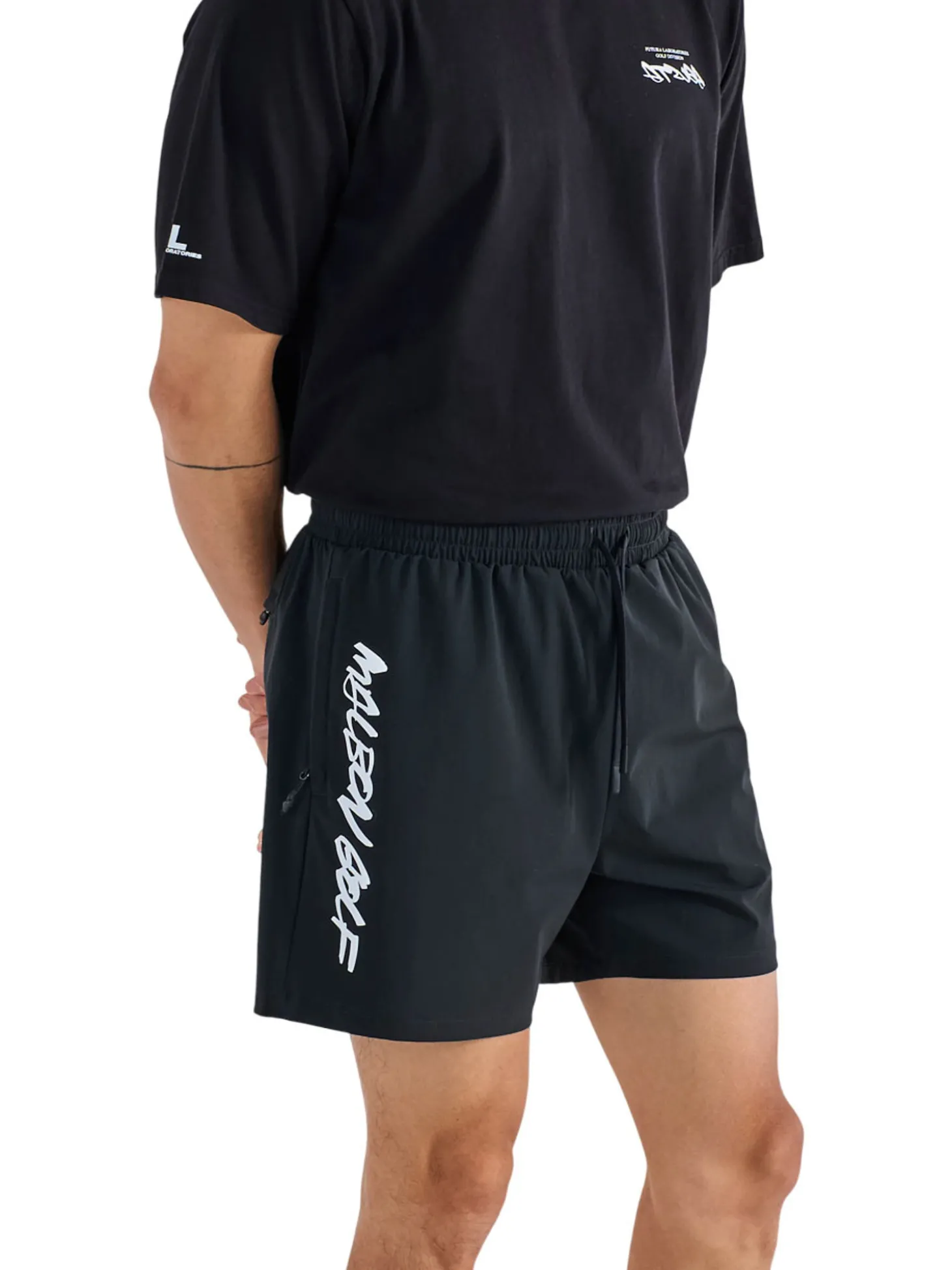 Malbon Performance Tag Tech Short - Black