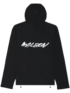 Malbon Tag Shell Hooded Zip Jacket - Black