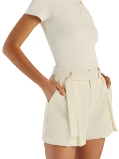 Malbon Womens Amara Pleated Short - Ivory