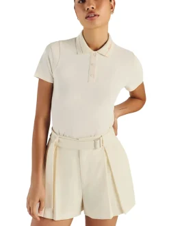 Malbon Womens Amara Pleated Short - Ivory