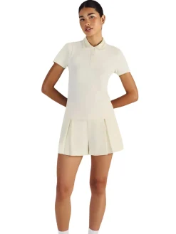 Malbon Womens Amara Pleated Short - Ivory