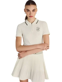 Malbon Womens Camilla Quarter Zip Polo - Ivory