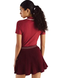 Malbon Womens Camilla Quarter Zip Polo - Garnet