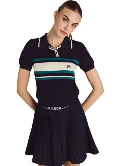 Malbon Womens Carina Polo - Navy