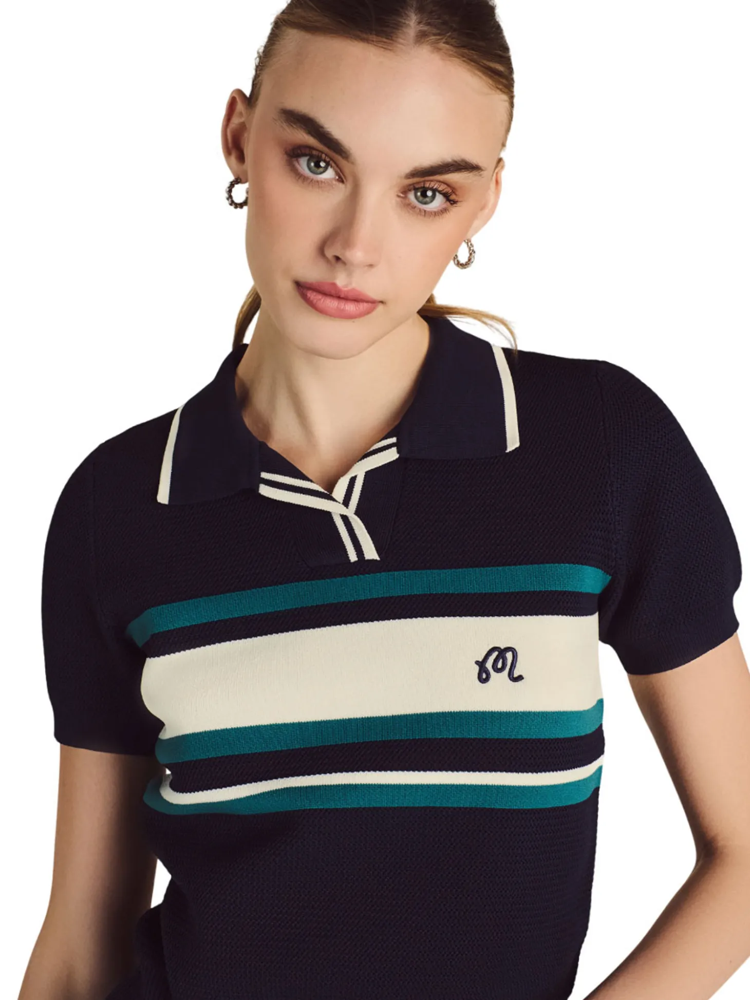 Malbon Womens Carina Polo - Navy