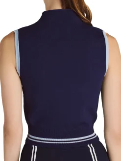 Malbon Womens Kara Mock Neck Vest - Navy