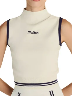 Malbon Womens Kara Mock Neck Vest - Ivory