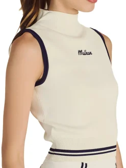 Malbon Womens Kara Mock Neck Vest - Ivory