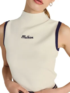 Malbon Womens Kara Mock Neck Vest - Ivory