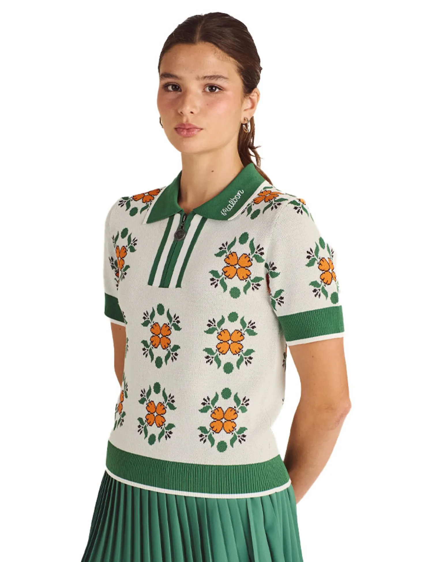 Malbon Womens Lucia Quarter Zip Polo - Ivory Multi