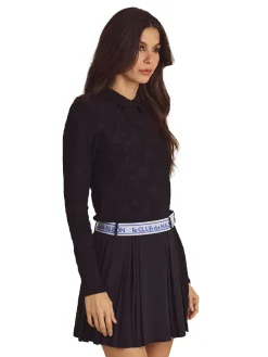 Malbon Womens Sophie Long Sleeve Polo - Black