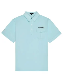 Malbon x Jesper Parnevik Single Pocket Mercerized Cotton Jersey Polo - Aqua Blue