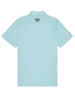 Malbon x Jesper Parnevik Single Pocket Mercerized Cotton Jersey Polo - Aqua Blue