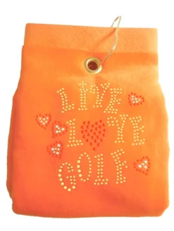 Navika Bling Live Love Golf Towel Orange