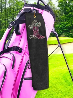 Navika Cowgirl Boot Golf Towel Black