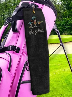 Navika Happy Hour Golf Towel Black