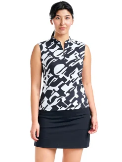 Nivo Women's Linnea Sleeveless Livcool Mock - Black/White