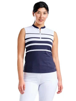 Nivo Women's Linnea Sleeveless Livcool Mock - White/Navy