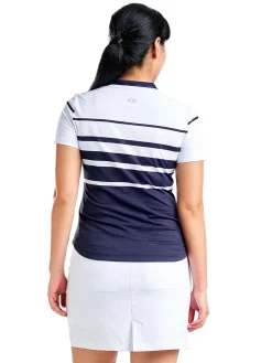 Nivo Women's Lynda Short Sleeve Mock - White/Navy
