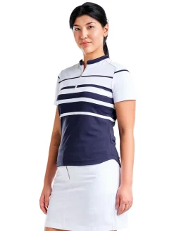 Nivo Women's Lynda Short Sleeve Mock - White/Navy