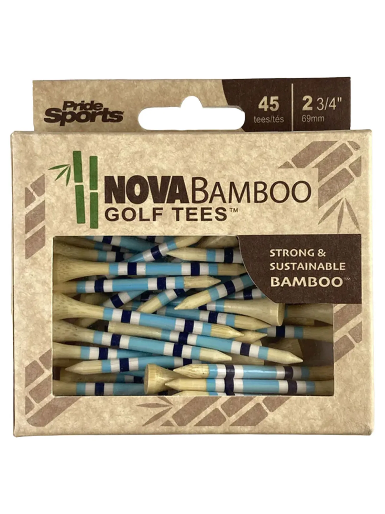 Nova Bamboo Striped Golf Tees - 2.75"
