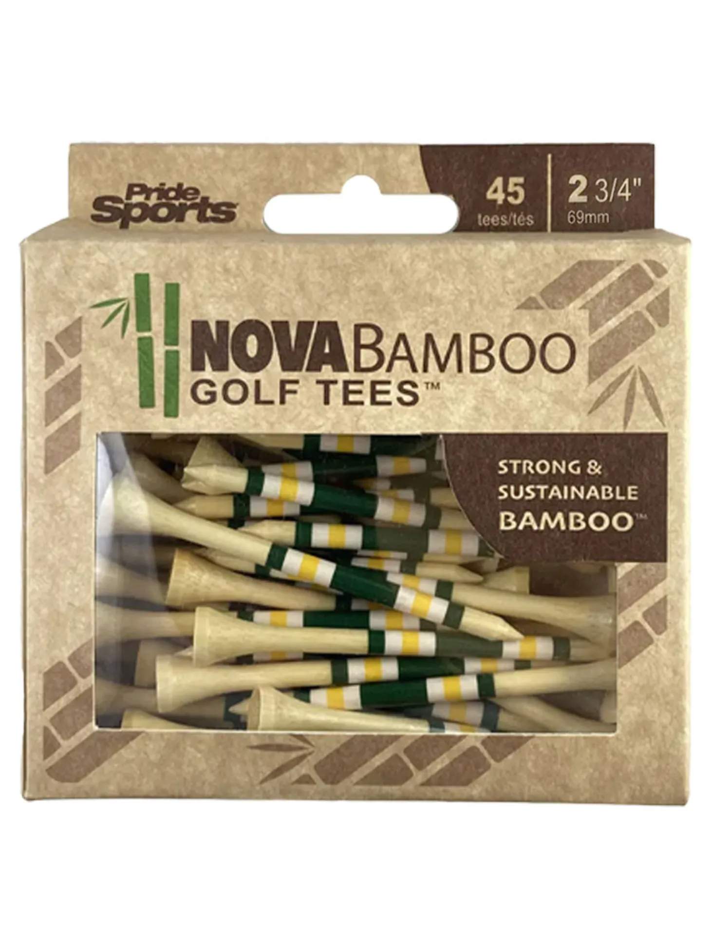 Nova Bamboo Striped Golf Tees - 2.75"