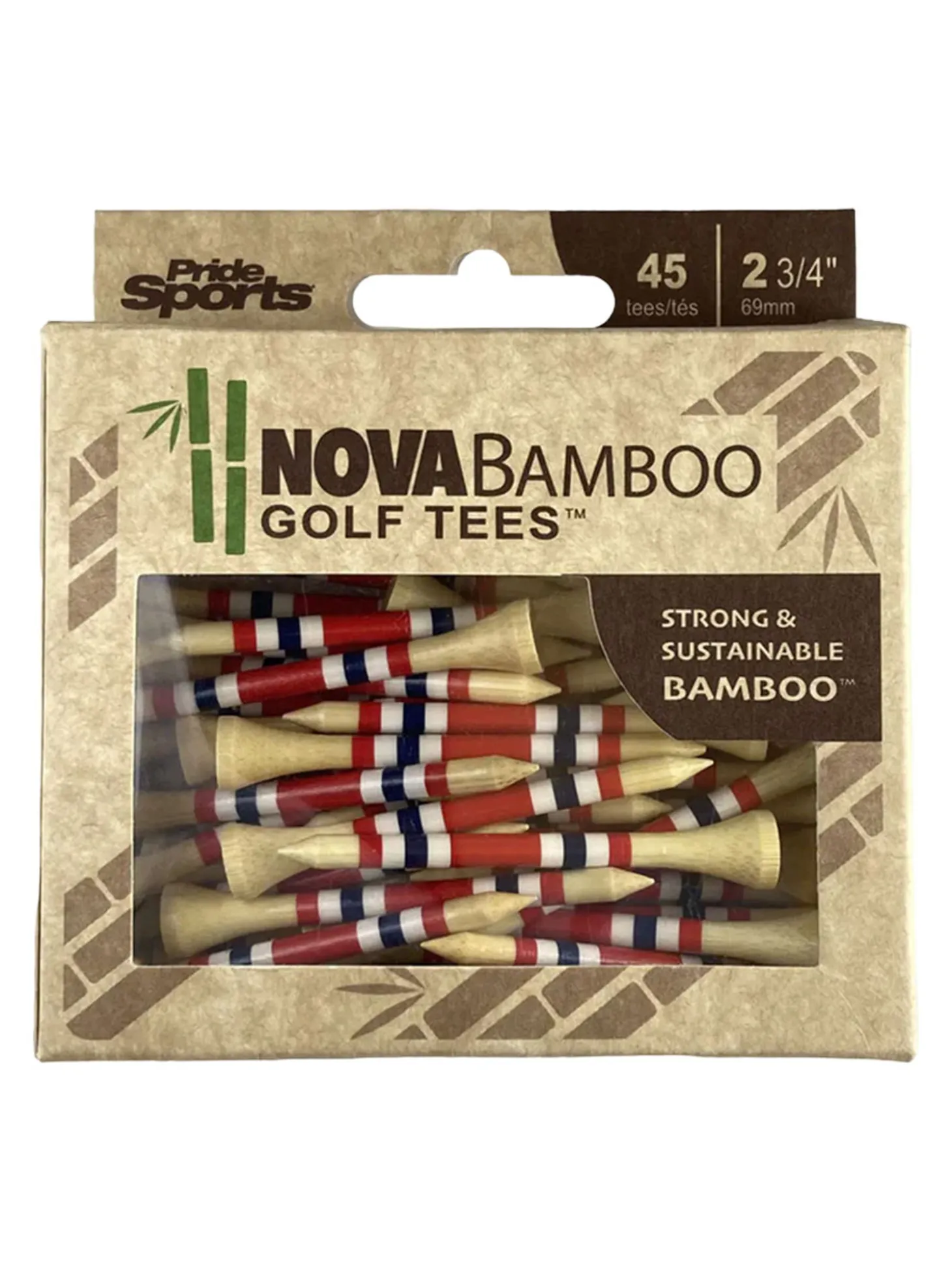 Nova Bamboo Striped Golf Tees - 2.75"