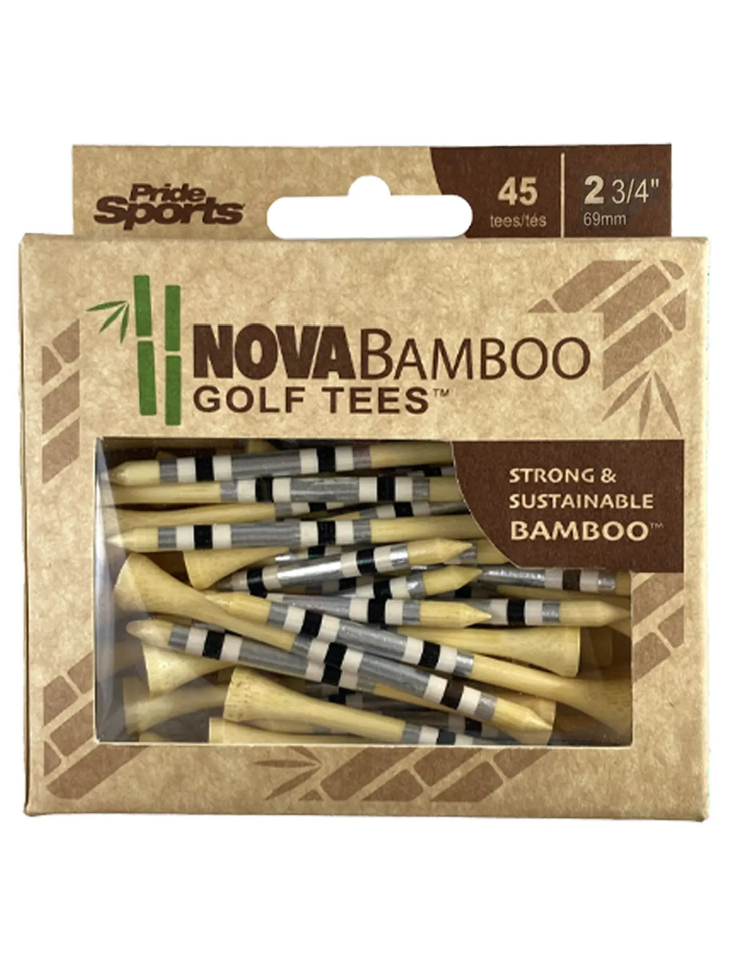 Nova Bamboo Striped Golf Tees - 2.75"