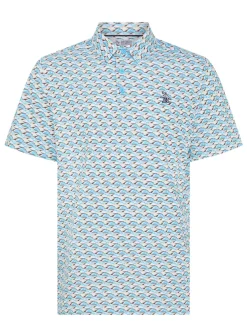 Original Penguin Layered Umbrella Print Polo - Blue Grotto
