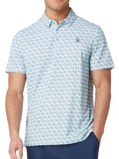 Original Penguin Layered Umbrella Print Polo - Blue Grotto