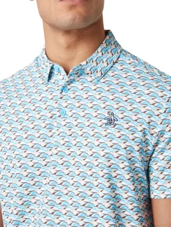 Original Penguin Layered Umbrella Print Polo - Blue Grotto