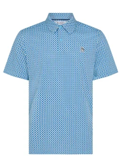 Original Penguin Pete's Bowtie Micro Print Polo - Blue Grotto
