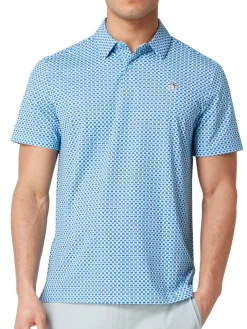 Original Penguin Pete's Bowtie Micro Print Polo - Blue Grotto